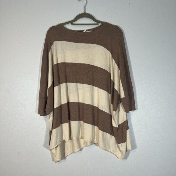 Anthropologie Moth Wool Rabbit Blend Boxy Batwing Striped Pullover Sweater Small - Picture 3 of 9